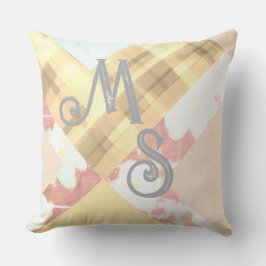 Monogram initialen custom plaid floral geometrisch kussen