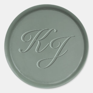 Monogram Initialen Donkere Sage Wax Seal Sticker