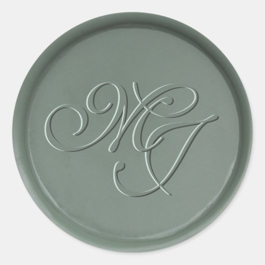 Monogram Initialen Donkere Sage Wax Seal Sticker (Voorkant)