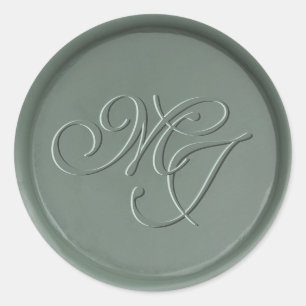 Monogram Initialen Donkere Sage Wax Seal Sticker
