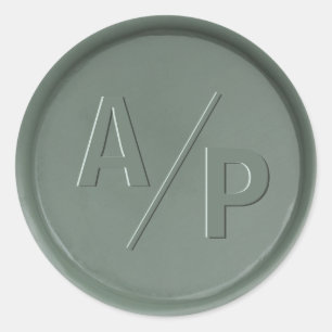 Monogram Initialen Donkere Sage Wax Seal Sticker