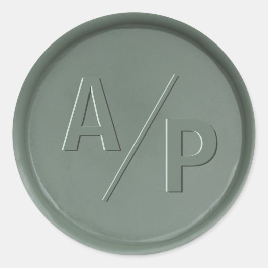Monogram Initialen Donkere Sage Wax Seal Sticker (Voorkant)