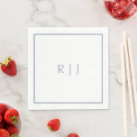 Monogram Initialen Dusty Blue Elegant Wedding Servet<br><div class="desc">Ontworpen met tekst sjabloon voor monogrammed initialen die u kunt aanpassen!</div>