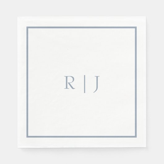 Monogram Initialen Dusty Blue Elegant Wedding Servet (Voorkant)