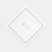 Monogram Initialen Dusty Blue Elegant Wedding Servet (Hoek)