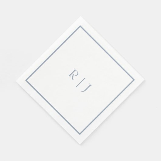 Monogram Initialen Dusty Blue Elegant Wedding Servet (Hoek)