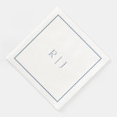 Monogram Initialen Dusty Blue Elegant Wedding Servet (Hoek)