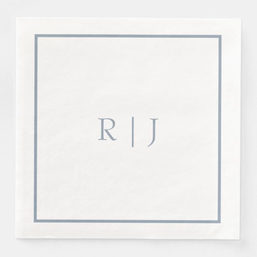 Monogram Initialen Dusty Blue Elegant Wedding Servet (Voorkant)