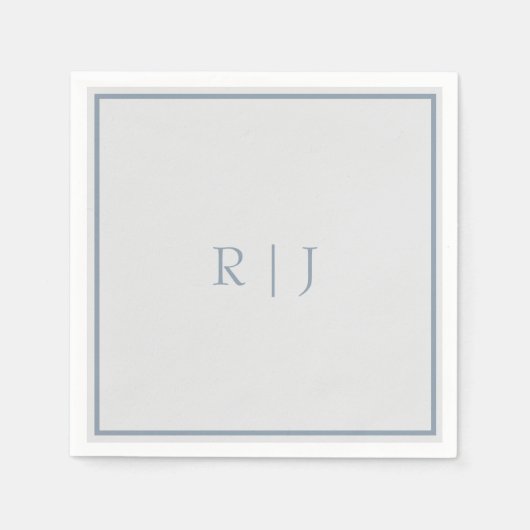 Monogram Initialen Dusty Blue Grey Wedding Servet (Voorkant)
