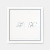 Monogram Initialen Dusty Blue Minimal Wedding Servet (Voorkant)