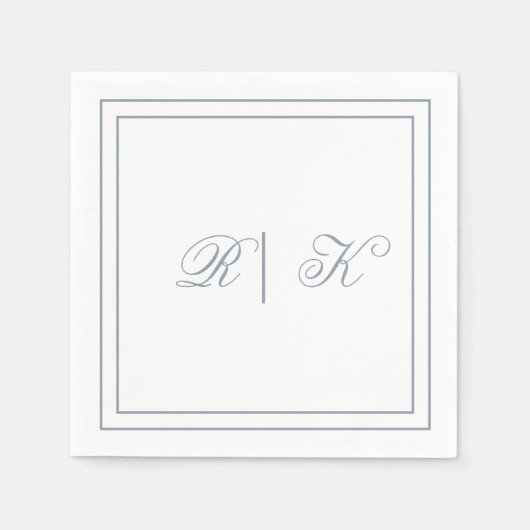 Monogram Initialen Dusty Blue Minimal Wedding Servet (Voorkant)