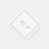 Monogram Initialen Dusty Blue Minimal Wedding Servet (Hoek)