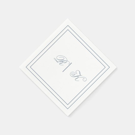 Monogram Initialen Dusty Blue Minimal Wedding Servet (Hoek)