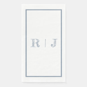 Monogram Initialen Dusty Blue Modern Wedding Servet