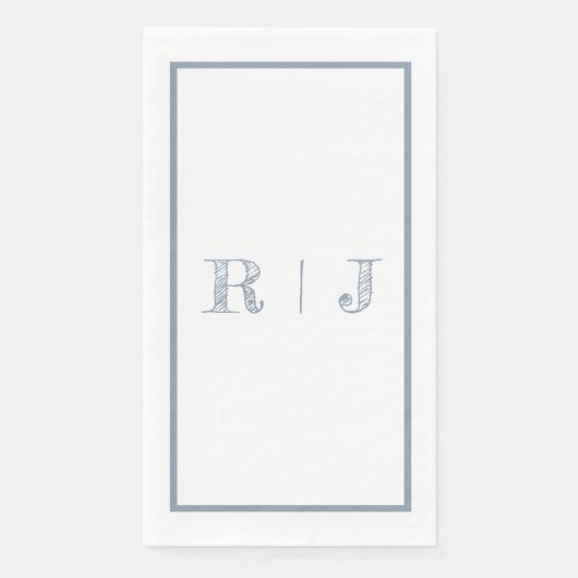 Monogram Initialen Dusty Blue Modern Wedding Servet (Voorkant)