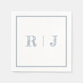 Monogram Initialen Dusty Blue Modern Wedding Servet (Voorkant)
