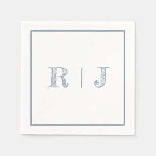 Monogram Initialen Dusty Blue Modern Wedding Servet
