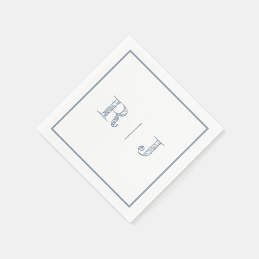 Monogram Initialen Dusty Blue Modern Wedding Servet (Hoek)