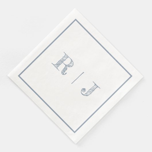 Monogram Initialen Dusty Blue Modern Wedding Servet (Hoek)