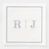 Monogram Initialen Dusty Blue Modern Wedding Servet (Voorkant)