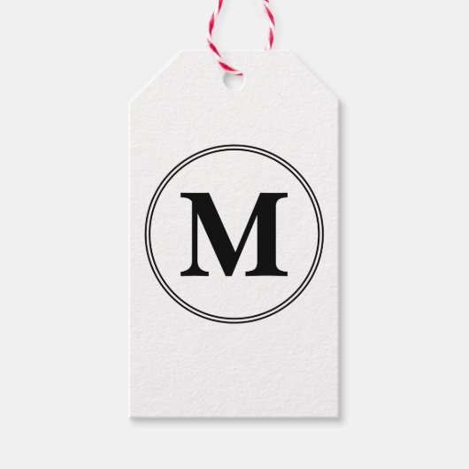 Monogram initialen eenvoudig zwart-wit cadeaulabel (Voorkant)