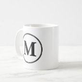 Monogram initialen eenvoudig zwart-wit koffiemok (Voorkant links)