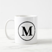 Monogram initialen eenvoudig zwart-wit koffiemok (Links)
