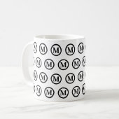 Monogram initialen eenvoudig zwart-wit koffiemok (Voorkant links)