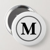 Monogram initialen eenvoudig zwart-wit ronde button 4,0 cm (Voorkant /achterkant)