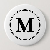 Monogram initialen eenvoudig zwart-wit ronde button 4,0 cm (Voorkant)