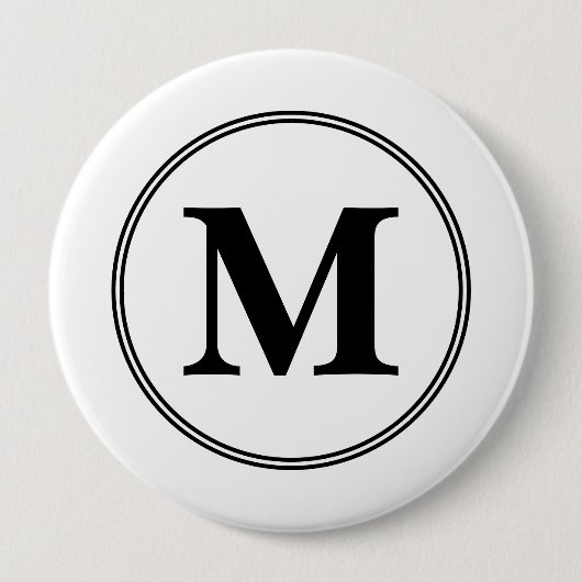 Monogram initialen eenvoudig zwart-wit ronde button 4,0 cm (Voorkant)