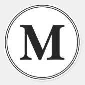 Monogram initialen eenvoudig zwart-wit ronde sticker (Voorkant)