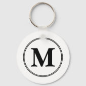 Monogram initialen eenvoudig zwart-wit sleutelhanger (Voorkant)