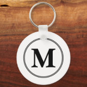 Monogram initialen eenvoudig zwart-wit sleutelhanger (Voorkant)