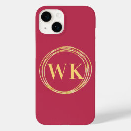 Monogram Initialen Elegant Hot Pink Gold Circuit Case-Mate iPhone 14 Hoesje