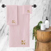 Monogram Initialen Elegant Modern Blush Pink Gold Bad Handdoek