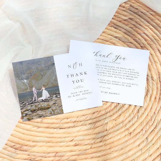 Monogram Initialen Elegante Ampersand Foto Bruilof Bedankkaart