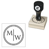 Monogram initialen elegante ronde rand rubberstempel (Gestempeld)