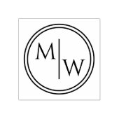Monogram initialen elegante ronde rand rubberstempel (Afrduk)