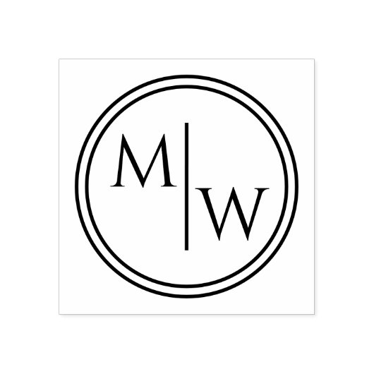 Monogram initialen elegante ronde rand rubberstempel (Afrduk)