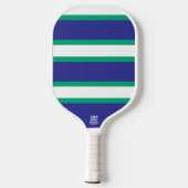 Monogram Initialen, Fun Green Blue Stripes, Aangep Pickleball Paddle (Achterkant)