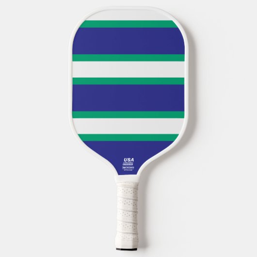 Monogram Initialen, Fun Green Blue Stripes, Aangep Pickleball Paddle (Achterkant)