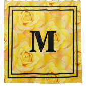 Monogram Initialen Geel Bloemen  Rustiek Douchegordijn (Voorkant)