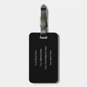 Monogram Initialen Gift Custom Naam Zwart Wit Bagagelabel (Achterkant verticaal)