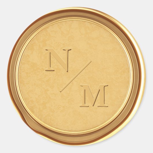 Monogram Initialen Gold Wax Wedding Envelope Ronde Sticker (Voorkant)