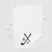 Monogram Initialen Golfclubs Thema Modern Elegant Golfhanddoek (Insitu)