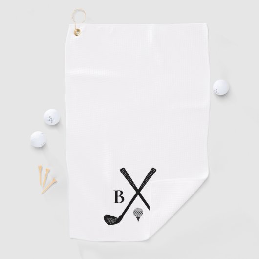 Monogram Initialen Golfclubs Thema Modern Elegant Golfhanddoek (Insitu)
