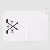 Monogram Initialen Golfclubs Thema Modern Elegant Golfhanddoek (Horizontaal)