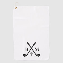 Monogram Initialen Golfclubs Thema Modern Elegant Golfhanddoek
