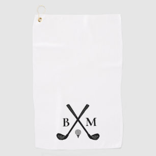 Monogram Initialen Golfclubs Thema Modern Elegant Golfhanddoek